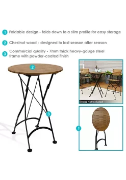 Budget 👍 28 in European Chestnut Round Folding Patio Bar-Height Table by Sunnydaze Decor 🧨 -Sunnydaze Decor Shop Belk 2786