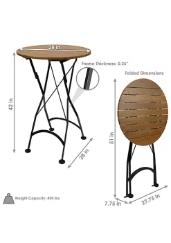 Budget 👍 28 in European Chestnut Round Folding Patio Bar-Height Table by Sunnydaze Decor 🧨 -Sunnydaze Decor Shop Belk 2787