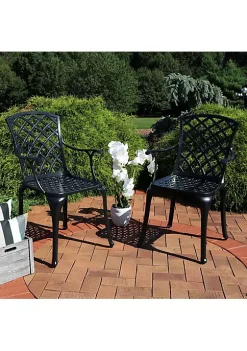 Wholesale 😉 Crossweave Design Cast Aluminum Patio Chair - Black - Set of 2 by Sunnydaze Decor 👏