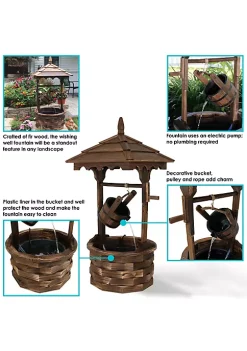 Cheap ✨ Old-Fashioned Wood Wishing Well Water Fountain with Liner - 48 in by Sunnydaze Decor 💯 -Sunnydaze Decor Shop Belk 2842