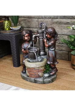 Brand new 🎁 Jack and Jill at Water Pump and Well Water Fountain - 24 in by Sunnydaze Decor ⌛