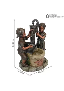 Brand new 🎁 Jack and Jill at Water Pump and Well Water Fountain - 24 in by Sunnydaze Decor ⌛ -Sunnydaze Decor Shop Belk 2849