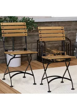 Discount 🔥 European Chestnut Wood Folding Bistro Dining Chair - Set of 2 by Sunnydaze Decor 🎁