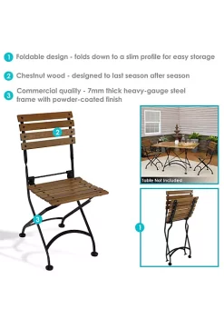 Discount 🔥 European Chestnut Wood Folding Bistro Dining Chair - Set of 2 by Sunnydaze Decor 🎁 -Sunnydaze Decor Shop Belk 2859