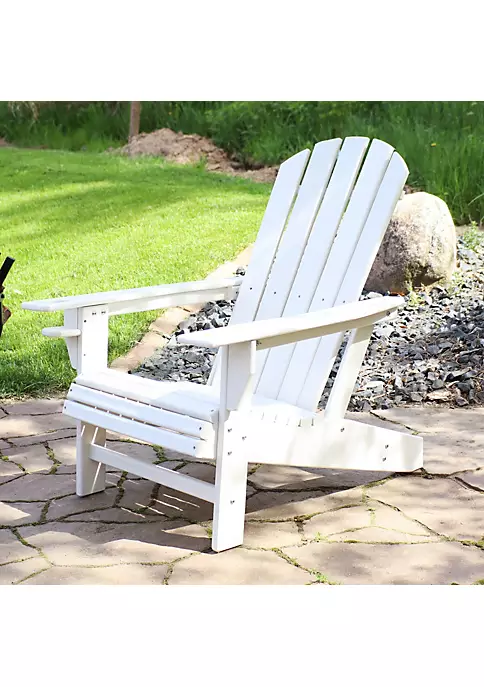 Hot Sale 🤩 Lake Style Adirondack Chair with Cup Holder - White by Sunnydaze Decor 🤩 3 Hot Sale 🤩 Lake Style Adirondack Chair with Cup Holder - White by Sunnydaze Decor 🤩
