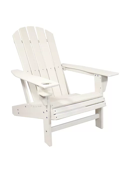 Hot Sale 🤩 Lake Style Adirondack Chair with Cup Holder - White by Sunnydaze Decor 🤩 4 Hot Sale 🤩 Lake Style Adirondack Chair with Cup Holder - White by Sunnydaze Decor 🤩 - Image 2