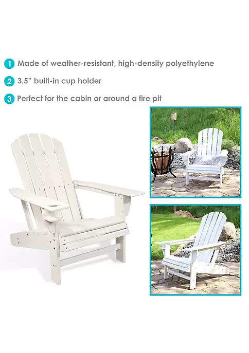 Hot Sale 🤩 Lake Style Adirondack Chair with Cup Holder - White by Sunnydaze Decor 🤩 6 Hot Sale 🤩 Lake Style Adirondack Chair with Cup Holder - White by Sunnydaze Decor 🤩 - Image 4