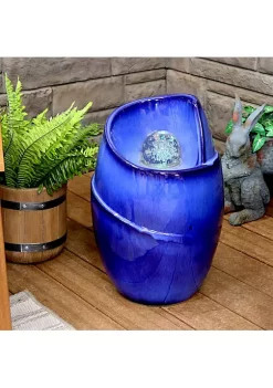 Discount 🛒 Abstract Wave Ceramic Water Fountain with LED Lights - 21 in by Sunnydaze Decor 🎉