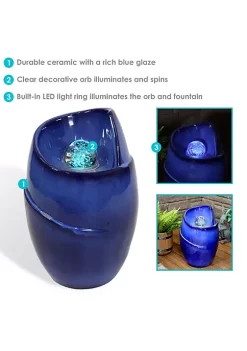Discount 🛒 Abstract Wave Ceramic Water Fountain with LED Lights - 21 in by Sunnydaze Decor 🎉 -Sunnydaze Decor Shop Belk 2882