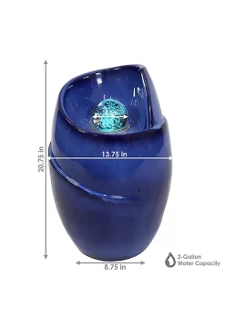 Discount 🛒 Abstract Wave Ceramic Water Fountain with LED Lights - 21 in by Sunnydaze Decor 🎉 -Sunnydaze Decor Shop Belk 2883