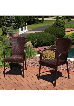 Best deal 🛒 Segesta All-Weather Plastic Patio Armchair - Wenge - Set of 2 by Sunnydaze Decor 👍 -Sunnydaze Decor Shop Belk 2894