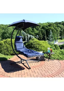 Cheap 🛒 Floating Lounge Chair with Umbrella and Curved Steel Stand - Navy by Sunnydaze Decor 😉 -Sunnydaze Decor Shop Belk 2905