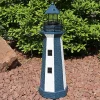 Buy ✨ 36 in Resin and Metal Blue Striped Solar LED Lighthouse Statue by Sunnydaze Decor 😀