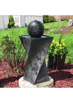 Best Sale 🎉 Black Ball Solar Water Fountain with Battery/LED Lights - 32 in by Sunnydaze Decor 🛒