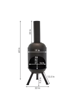 Discount ✨ 5 ft Steel Wood Burning Outdoor Chiminea Fire Pit with Wood Grate by Sunnydaze Decor 🔔 -Sunnydaze Decor Shop Belk 2949