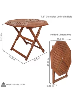 Promo 🎁 35.5 in Meranti Wood Folding Octagon Patio Dining Table by Sunnydaze Decor 😀 -Sunnydaze Decor Shop Belk 2970