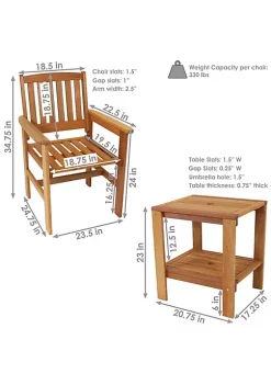 Best reviews of 🎁 Meranti Wood 3-Piece Patio Conversation Set with 2 Chairs by Sunnydaze Decor ✨ -Sunnydaze Decor Shop Belk 2985