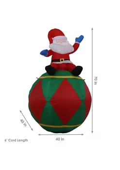 Cheapest ⌛ Santa Sitting on a Ball 🔔 Christmas Inflatable Yard Decor - 6 ft by Sunnydaze Decor 🧨 -Sunnydaze Decor Shop Belk 300