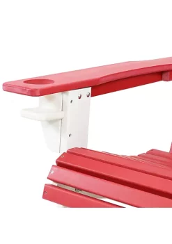 Best Sale 🛒 Sunnydaze All-Weather Red/White Outdoor Adirondack Chair with Drink Holder by Sunnydaze Decor 👏 -Sunnydaze Decor Shop Belk 3009