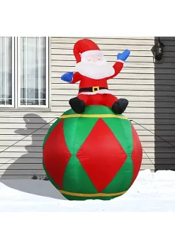 Cheapest ⌛ Santa Sitting on a Ball 🔔 Christmas Inflatable Yard Decor - 6 ft by Sunnydaze Decor 🧨 -Sunnydaze Decor Shop Belk 301