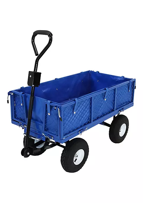 Flash Sale ⭐ Blue Large Steel Garden Cart with Folding Sides/Polyester Liner by Sunnydaze Decor ✨ 4 Flash Sale ⭐ Blue Large Steel Garden Cart with Folding Sides/Polyester Liner by Sunnydaze Decor ✨ - Image 2