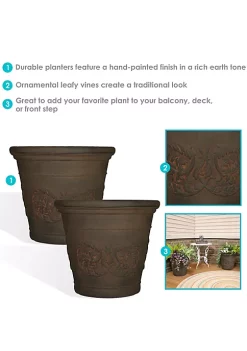 Cheapest 👍 20 in Arabella Dual-Wall Polyresin Planter - Sable - Set of 4 by Sunnydaze Decor 🔔 -Sunnydaze Decor Shop Belk 3033