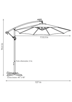 Cheap ⌛ 9.5 ft Solar Cantilever Offset Patio Umbrella - Smoke by Sunnydaze Decor 🎁 -Sunnydaze Decor Shop Belk 3090