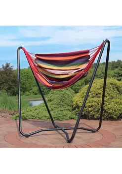 Best reviews of 🤩 Cotton Hammock Chair with Space Saving Steel Stand - Sunset by Sunnydaze Decor ✔️