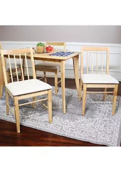 Outlet 🔔 Wooden Slat-Back Dining Chairs with Cushions - Natural - Set of 2 by Sunnydaze Decor ✨