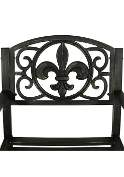Buy 🎁 Fleur-de-Lis Cast Iron and Steel Outdoor Rocking Chair - Black by Sunnydaze Decor 👏 -Sunnydaze Decor Shop Belk 3194