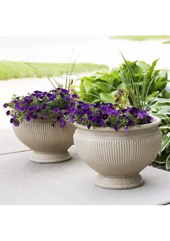 Buy 🔔 16 in Elizabeth Ribbed Urn Polyresin Planter - Beige - Set of 4 by Sunnydaze Decor 🌟