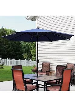 Top 10 ✔️ 9 ft Solar Aluminum Patio Umbrella with Tilt and Crank - Navy by Sunnydaze Decor 🎉