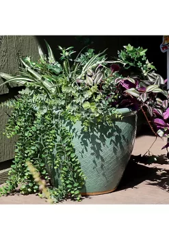 Cheapest ❤️ 15 in Villa High-Fired Glazed Ceramic Planter - Seaside Dreams by Sunnydaze Decor ✔️