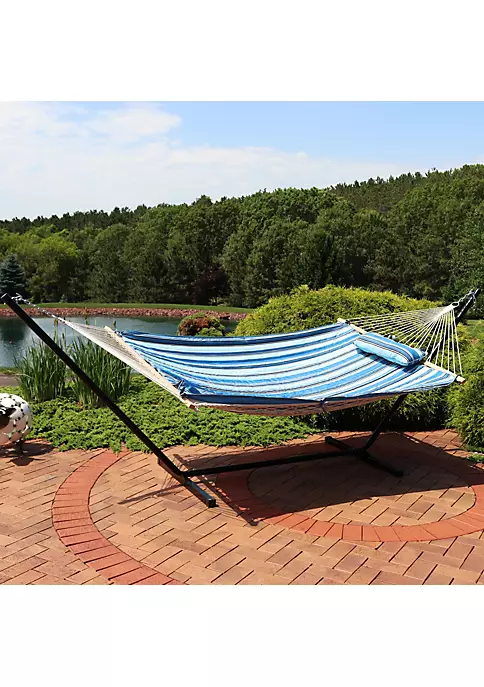Wholesale 🛒 Large Rope Hammock with Steel Stand and Pad/Pillow - Misty Beach by Sunnydaze Decor 👍 8 Wholesale 🛒 Large Rope Hammock with Steel Stand and Pad/Pillow - Misty Beach by Sunnydaze Decor 👍 - Image 6