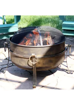 Budget 🤩 24 in Cauldron Steel Fire Pit with Spark Screen, Poker, and Grate by Sunnydaze Decor 👏