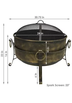 Budget 🤩 24 in Cauldron Steel Fire Pit with Spark Screen, Poker, and Grate by Sunnydaze Decor 👏 -Sunnydaze Decor Shop Belk 3261