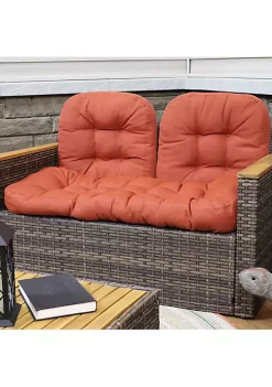 Brand new 🌟 Indoor/Outdoor Olefin 3-Piece Tufted Settee Cushion Set - Orange by Sunnydaze Decor 🔔