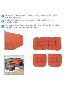 Brand new 🌟 Indoor/Outdoor Olefin 3-Piece Tufted Settee Cushion Set - Orange by Sunnydaze Decor 🔔 -Sunnydaze Decor Shop Belk 3272