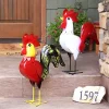 New 🎁 Lewis and Cluck Indoor/Outdoor Metal Rooster Statues - 21.5 in by Sunnydaze Decor 🧨