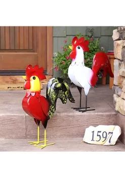 New 🎁 Lewis and Cluck Indoor/Outdoor Metal Rooster Statues - 21.5 in by Sunnydaze Decor 🧨 -Sunnydaze Decor Shop Belk 3280