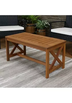 Deals 🎉 35.25 in Meranti Wood Rectangular Patio Coffee Table by Sunnydaze Decor 🛒 -Sunnydaze Decor Shop Belk 3314