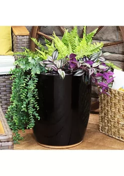 Coupon 🎁 Captivating Vista Ceramic Planter - 14" - Obsidian by Sunnydaze Decor 🎉
