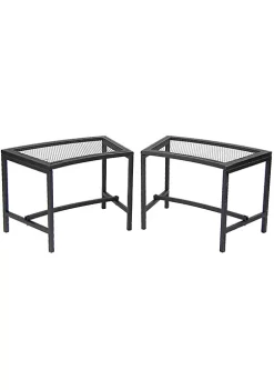 Outlet ⭐ Mesh Metal Patio Curved Fire Pit Bench - Black - Set of 2 by Sunnydaze Decor ✔️ -Sunnydaze Decor Shop Belk 3365