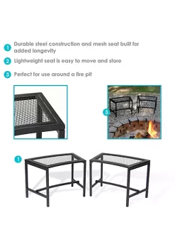 Outlet ⭐ Mesh Metal Patio Curved Fire Pit Bench - Black - Set of 2 by Sunnydaze Decor ✔️ -Sunnydaze Decor Shop Belk 3367