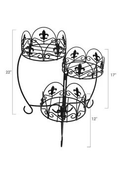 Coupon 👍 Sunnydaze French Lily Design Three Tiered Plant Stand - 22 Inch - Set of 2 by Sunnydaze Decor 🔔 -Sunnydaze Decor Shop Belk 3390