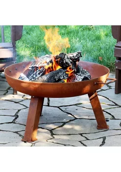 Promo 😉 24 in Small Rustic Cast Iron Fire Pit Bowl with Stand by Sunnydaze Decor 🎉