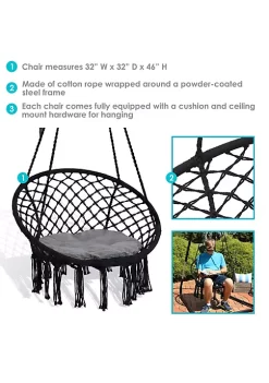 Cheapest ๐ Macrame Hammock Chair with Tassels and Cushion - Black/Gray by Sunnydaze Decor ๐ 11 Cheapest ๐ Macrame Hammock Chair with Tassels and Cushion - Black/Gray by Sunnydaze Decor ๐ -Sunnydaze Decor Shop Belk 3430