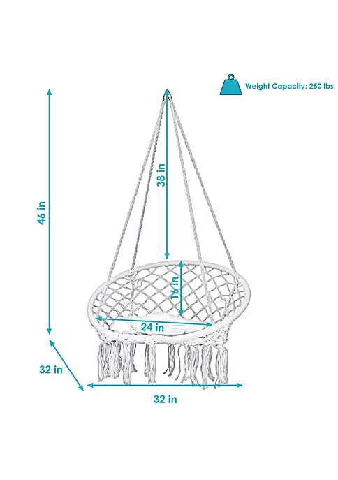 Cheapest ๐ Macrame Hammock Chair with Tassels and Cushion - Black/Gray by Sunnydaze Decor ๐ 7 Cheapest ๐ Macrame Hammock Chair with Tassels and Cushion - Black/Gray by Sunnydaze Decor ๐ - Image 5