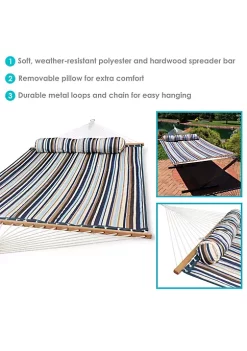New 🧨 Large Quilted Hammock with Spreader Bar and Pillow - Ocean Isle by Sunnydaze Decor 😉 -Sunnydaze Decor Shop Belk 3441