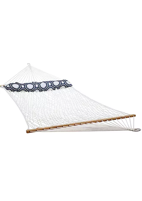 Promo ๐คฉ Large Polyester Rope Hammock with Spreader Bar and Pillow - White by Sunnydaze Decor โญ 4 Promo ๐คฉ Large Polyester Rope Hammock with Spreader Bar and Pillow - White by Sunnydaze Decor โญ - Image 2